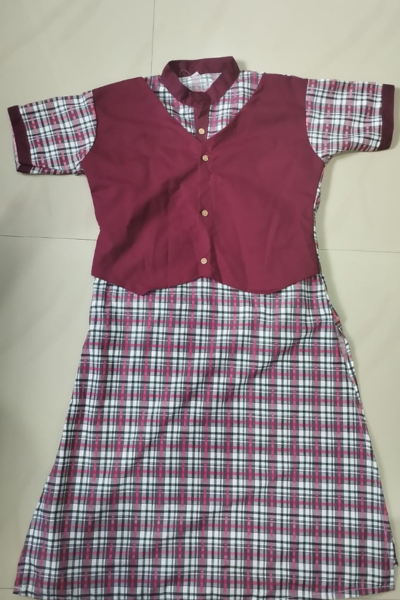 Maroon Check Pinafore Dress